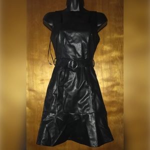❤️6/$27❤️ Forever 21 Black Belted PU Leather Dress